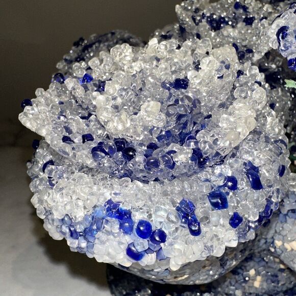 Vintage Handmade Fused Melted Plastic Popcorn Flowers Bowl Vase Retro Boho ART - Picture 6 of 15